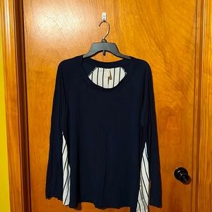 Blue/blue stripe back long sleeve shirt.